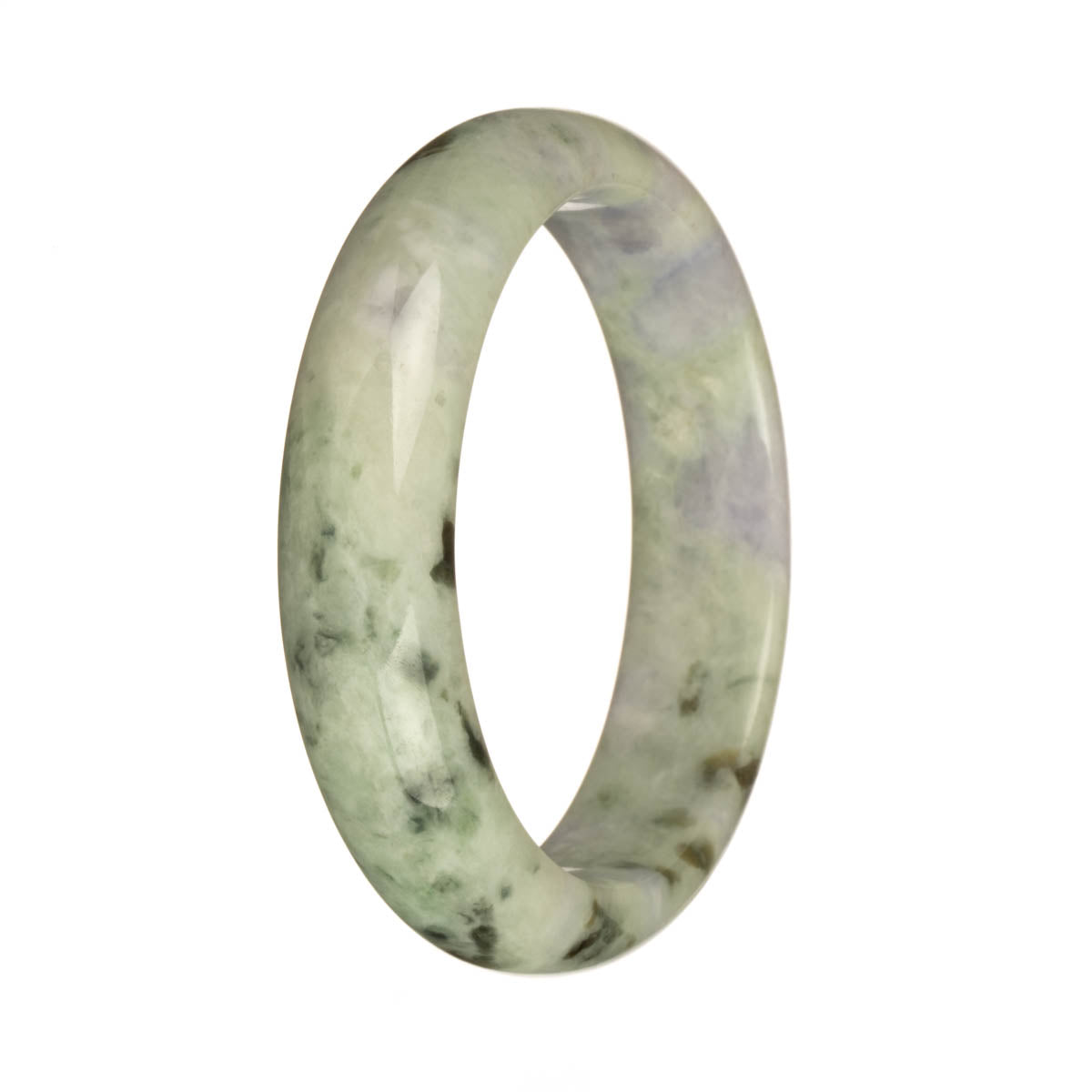 57.9mm Pale Green with Lavender and Olive Green Patterns Jade Bangle Bracelet