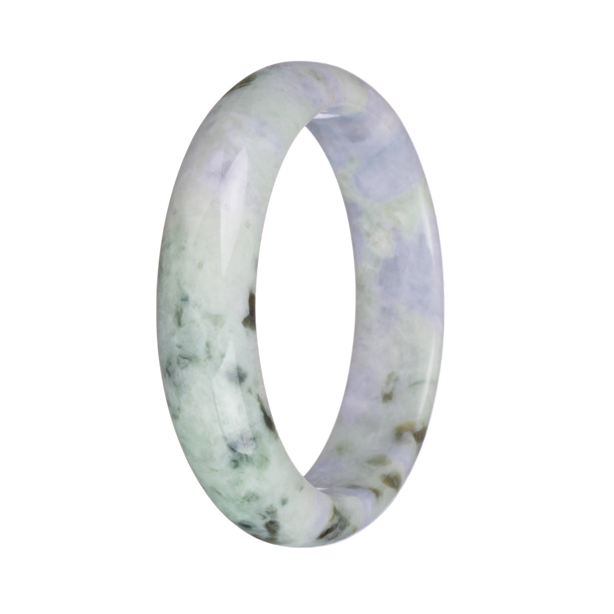 57.9mm Pale Green with Lavender and Olive Green Patterns Jade Bangle Bracelet