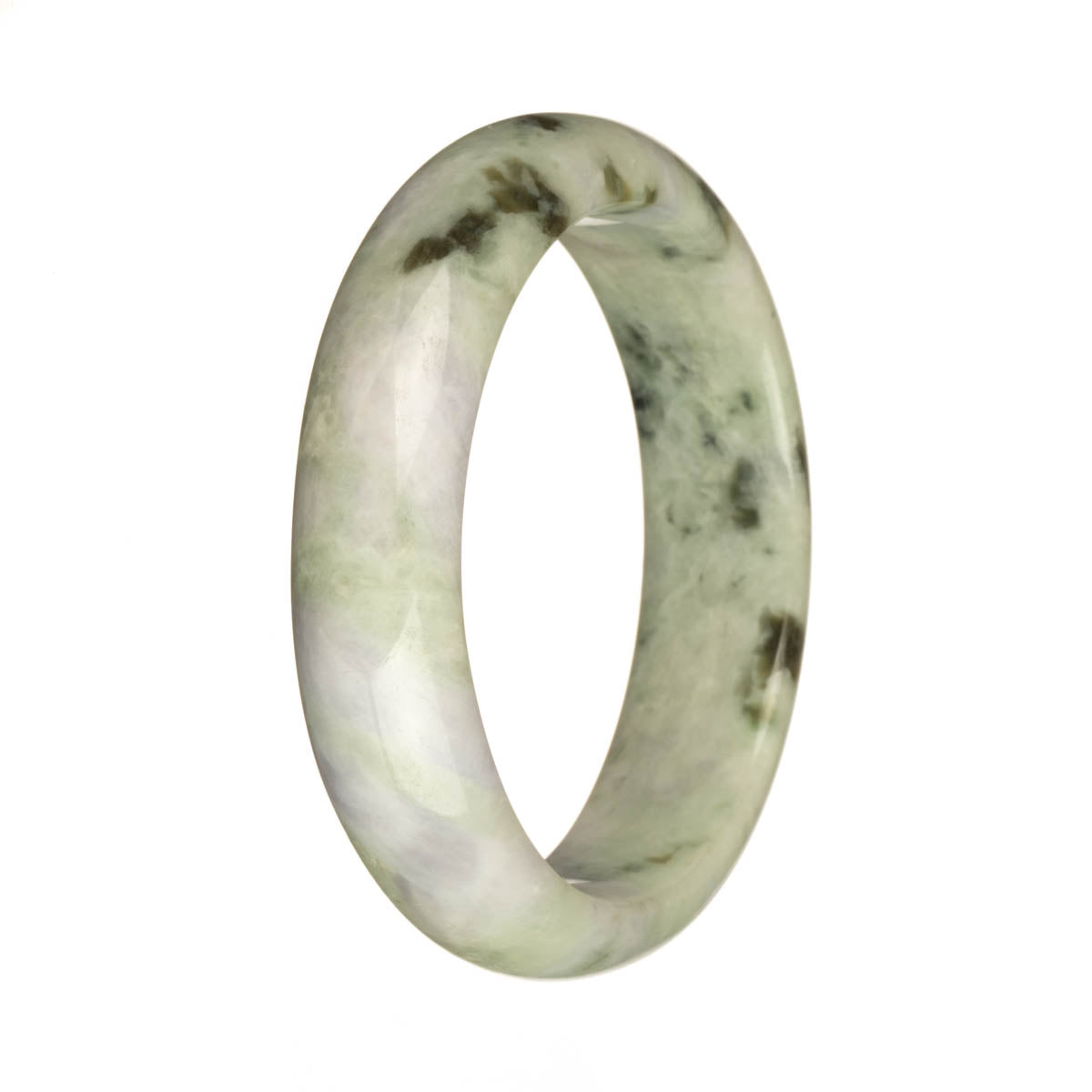 57.9mm Pale Green with Lavender and Olive Green Patterns Jade Bangle Bracelet