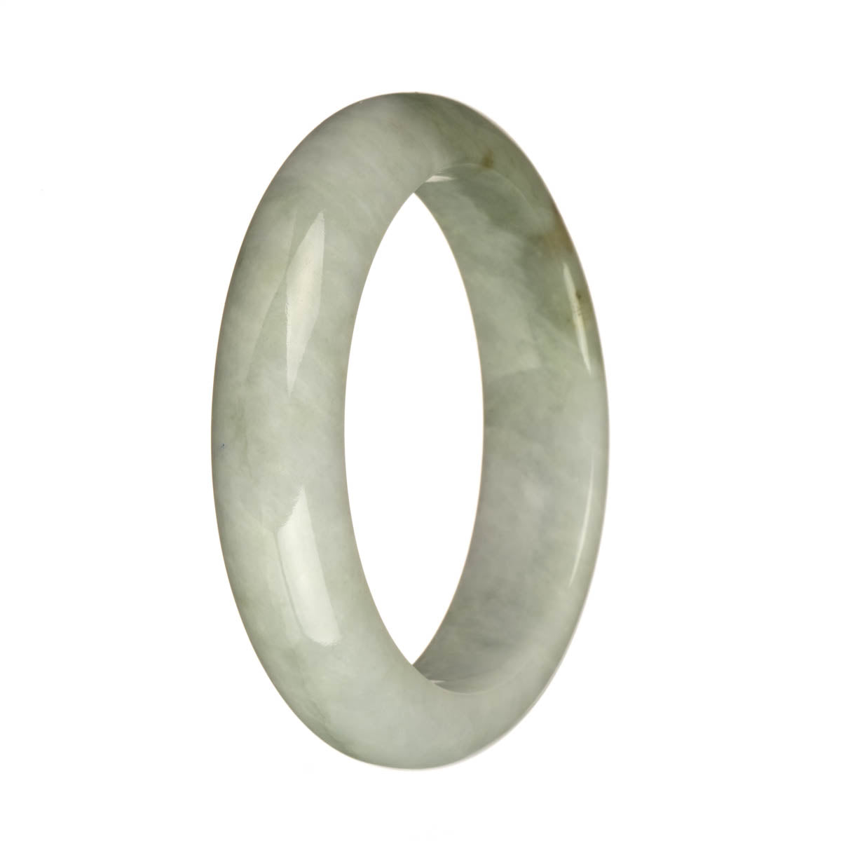 57.4mm Pale Green and Green with Brown Spot Jade Bangle Bracelet