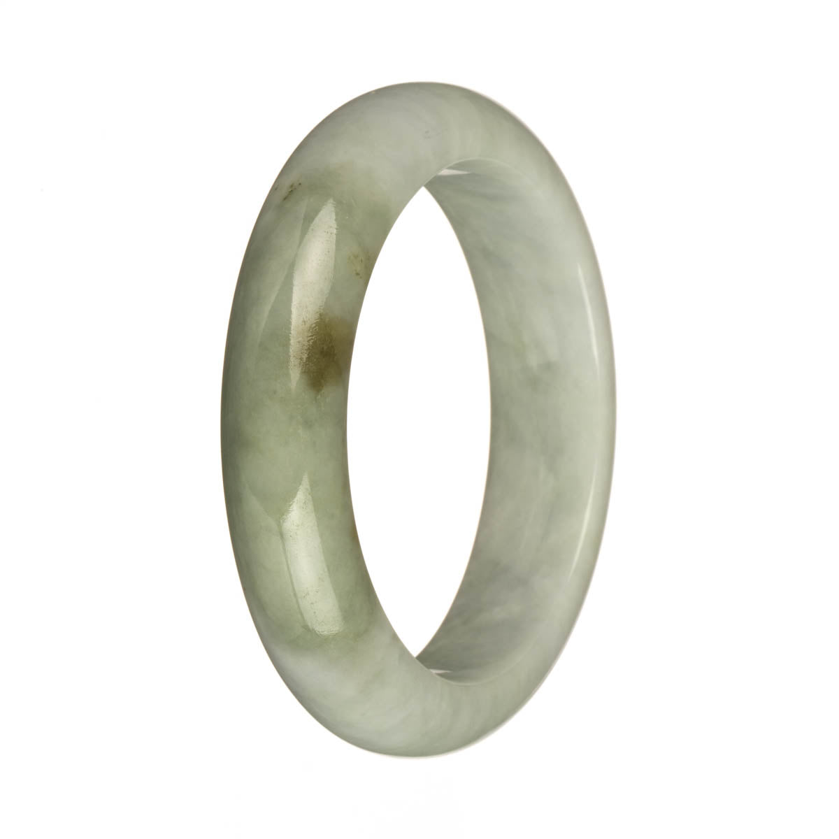 57.4mm Pale Green and Green with Brown Spot Jade Bangle Bracelet
