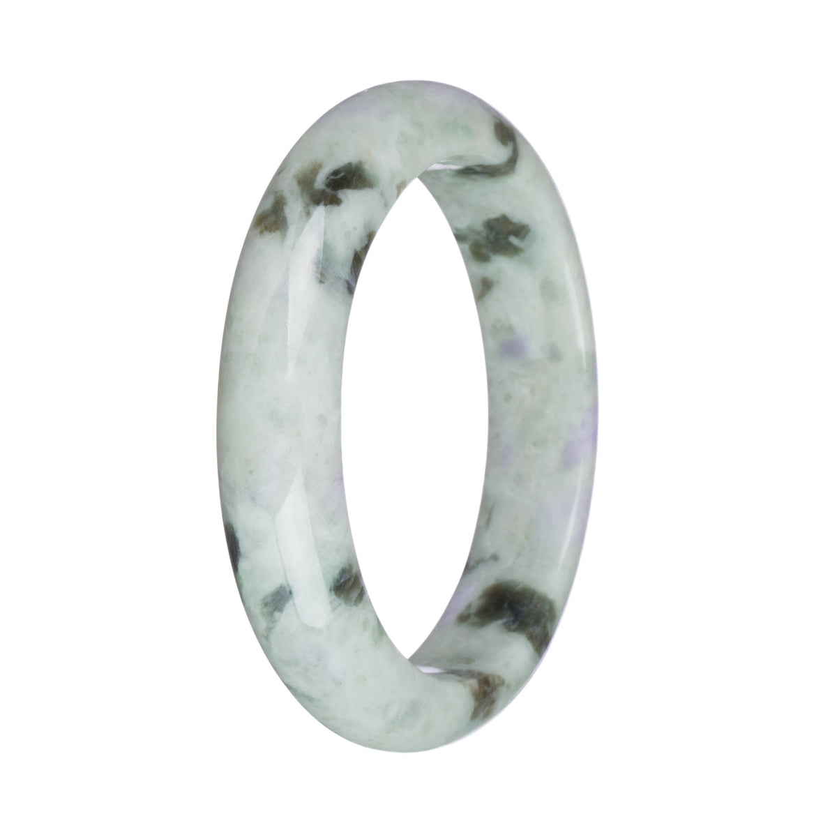 57.6mm Pale Green with Lavender and Olive Green Patterns Jade Bangle Bracelet