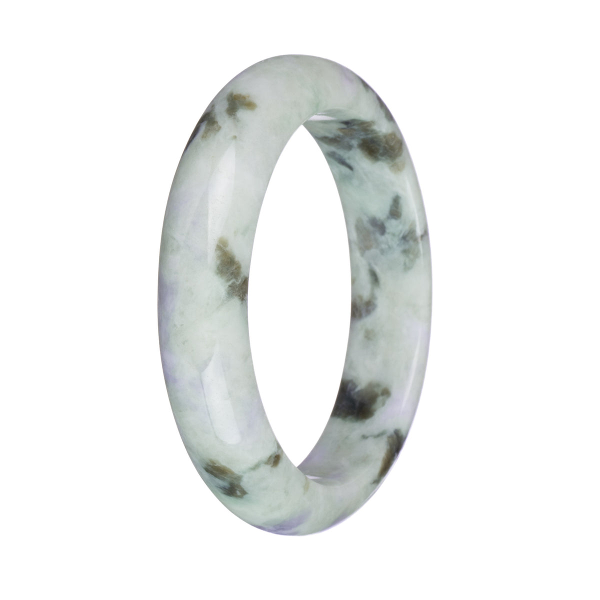 57.6mm Pale Green with Lavender and Olive Green Patterns Jade Bangle Bracelet