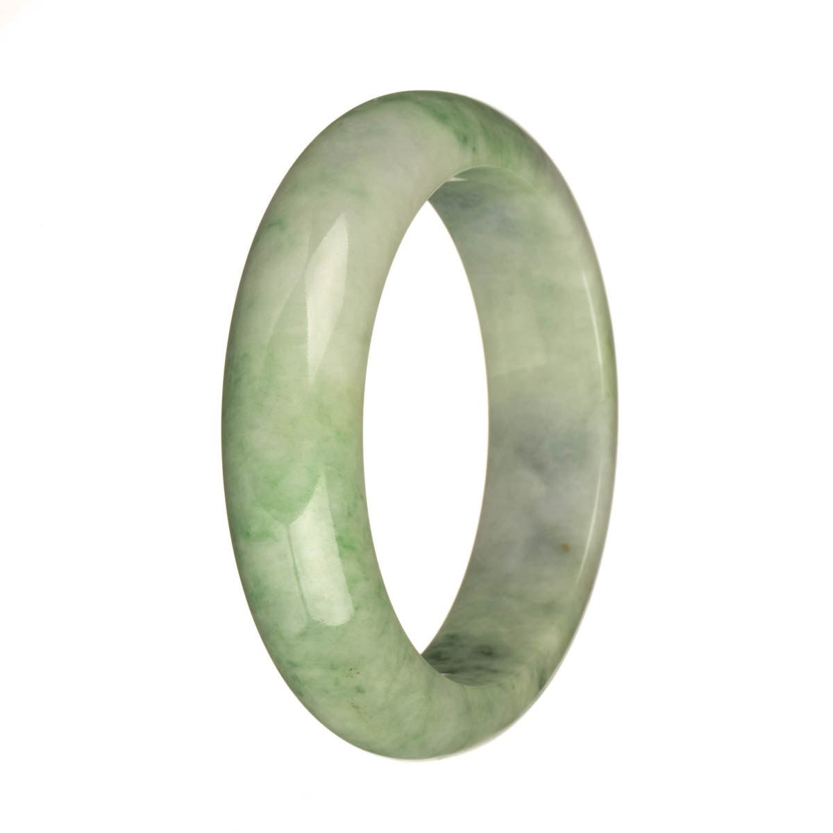 57.3mm Apple Green Pattern Jade Bangle Bracelet