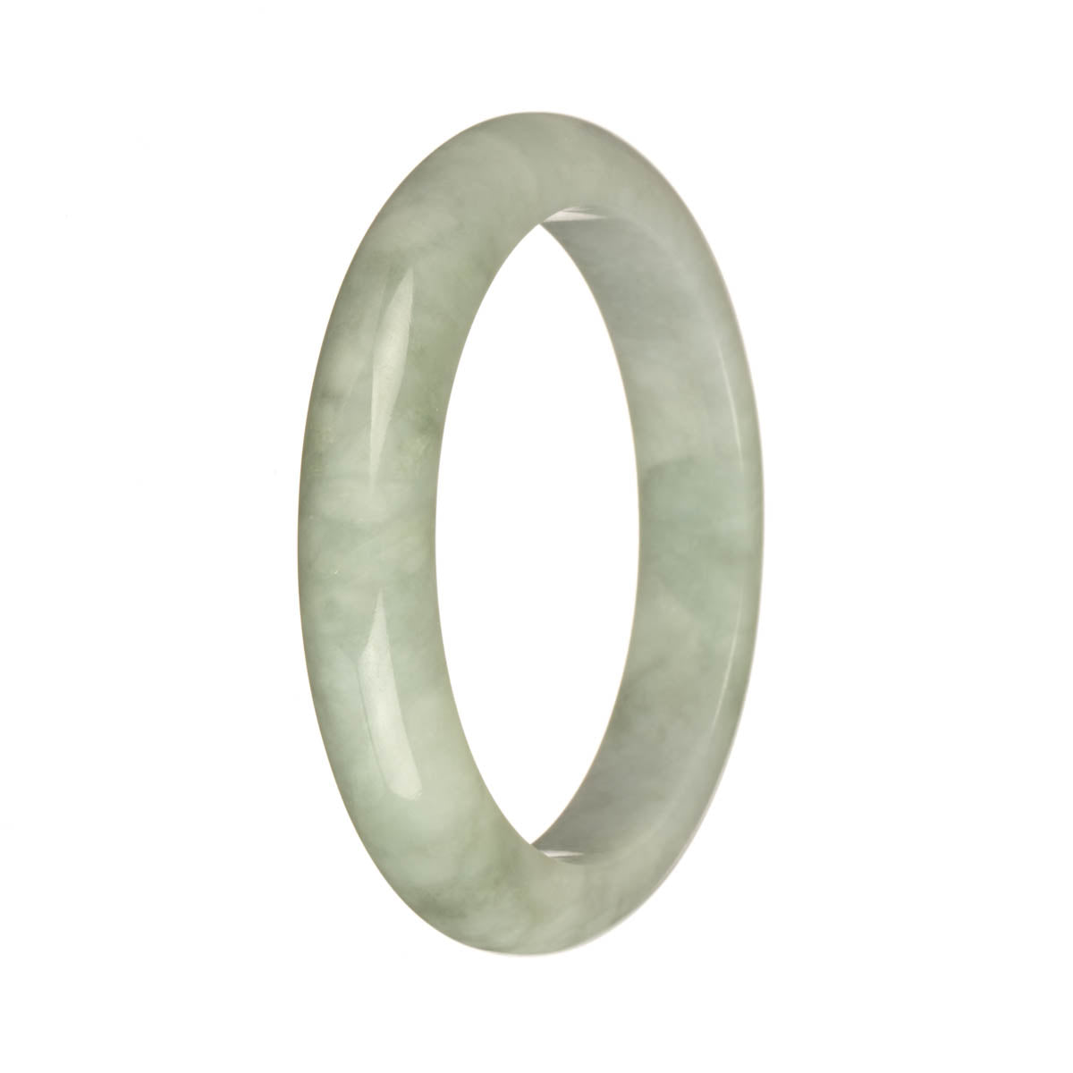 57.3mm Light Green with White Jade Bangle Bracelet