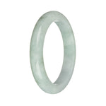 57.3mm Light Green with White Jade Bangle Bracelet