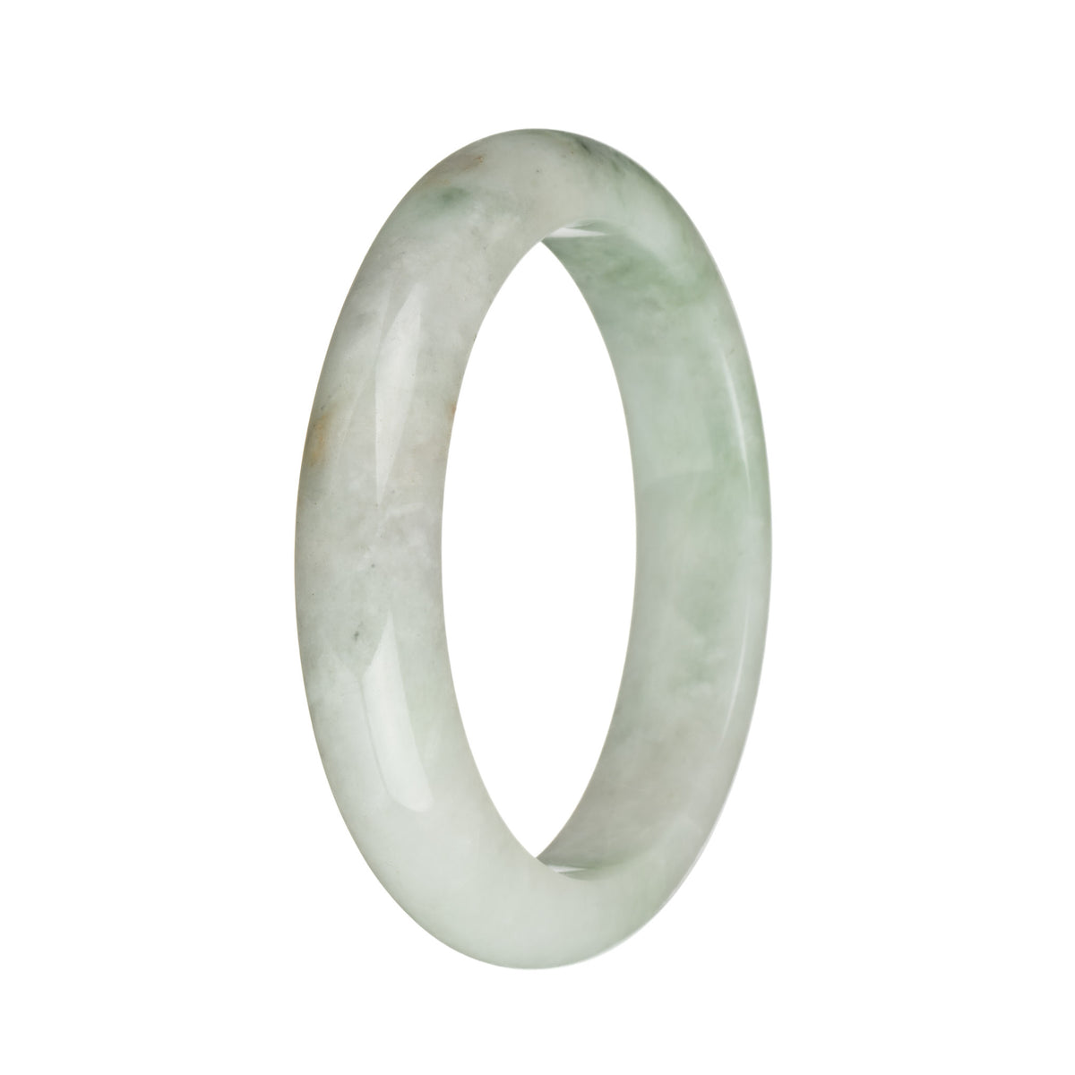 57.2mm Green and Greyish White with Brown Spots Jade Bangle Bracelet