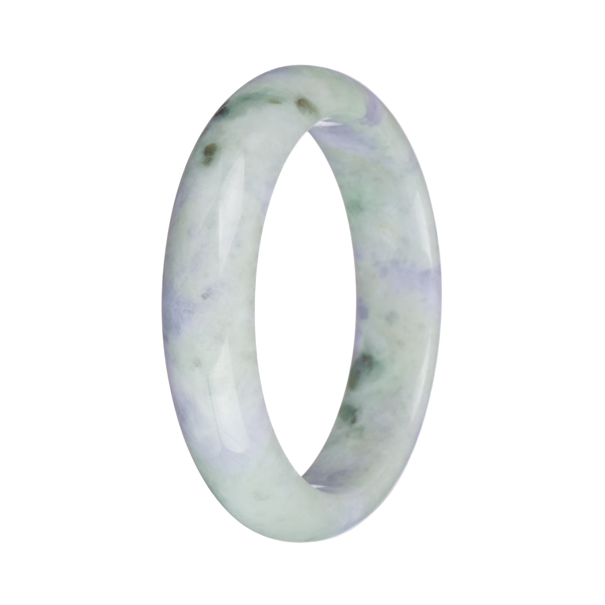 57.9mm Pale Green with Lavender and Olive Green Patterns Jade Bangle Bracelet