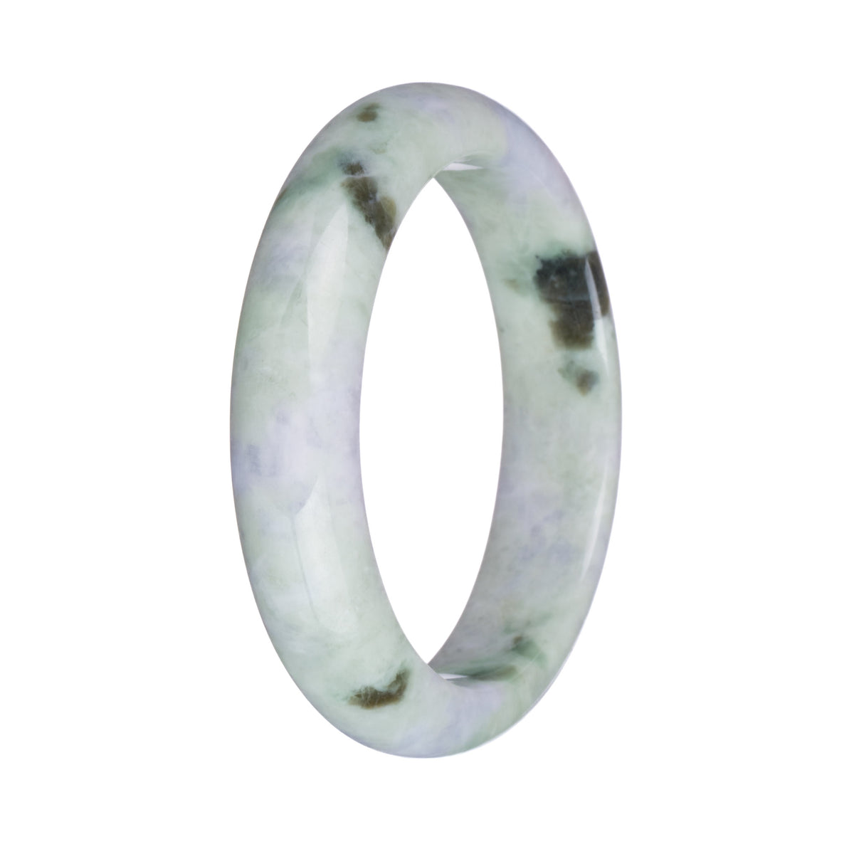 57.9mm Pale Green with Lavender and Olive Green Patterns Jade Bangle Bracelet