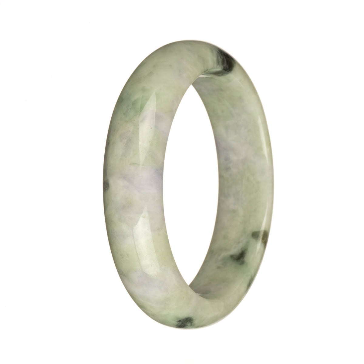 57.8mm Pale Green with Lavender and Olive Green Patterns Jade Bangle Bracelet