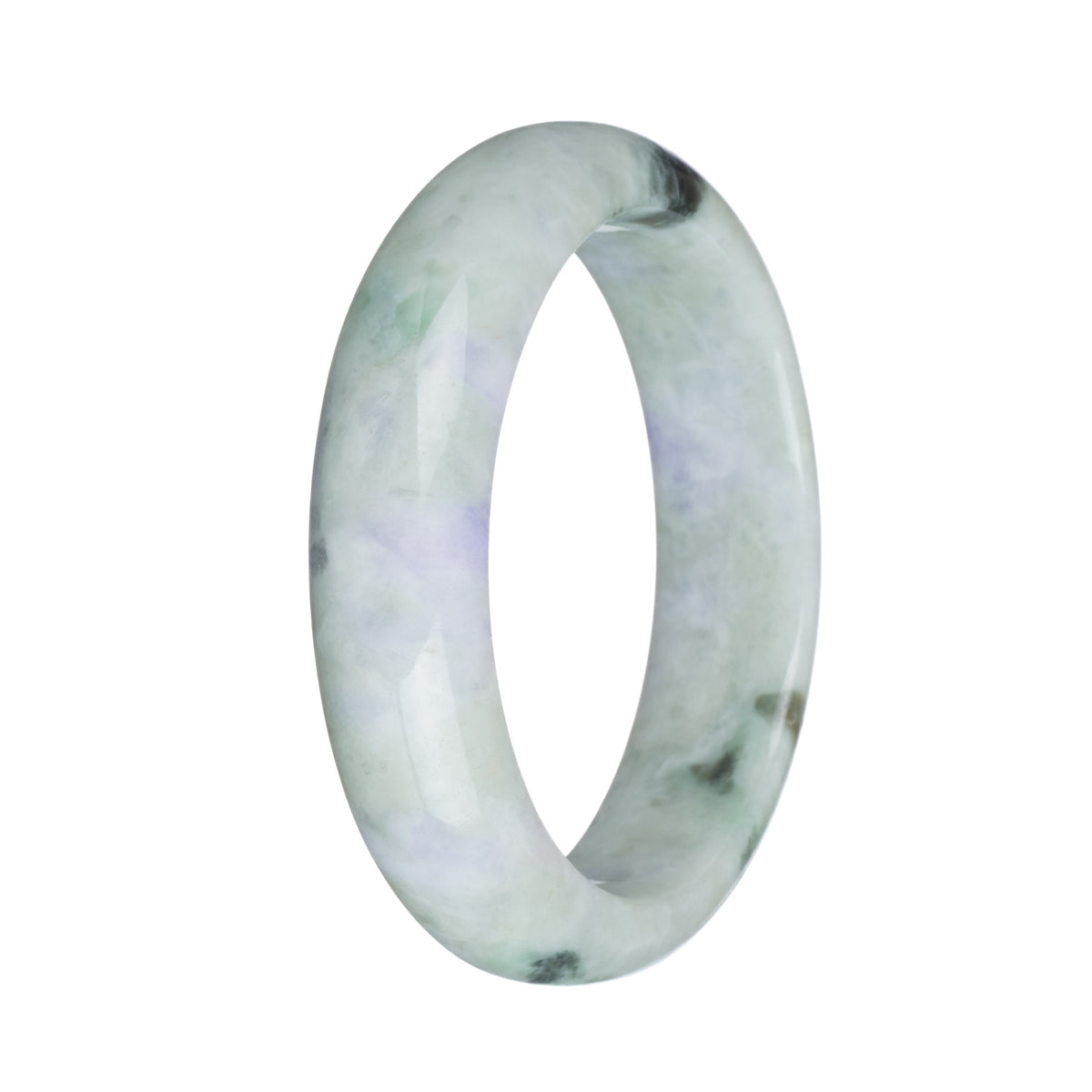 57.8mm Pale Green with Lavender and Olive Green Patterns Jade Bangle Bracelet