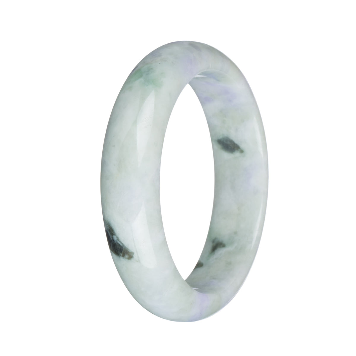 57.8mm Pale Green with Lavender and Olive Green Patterns Jade Bangle Bracelet