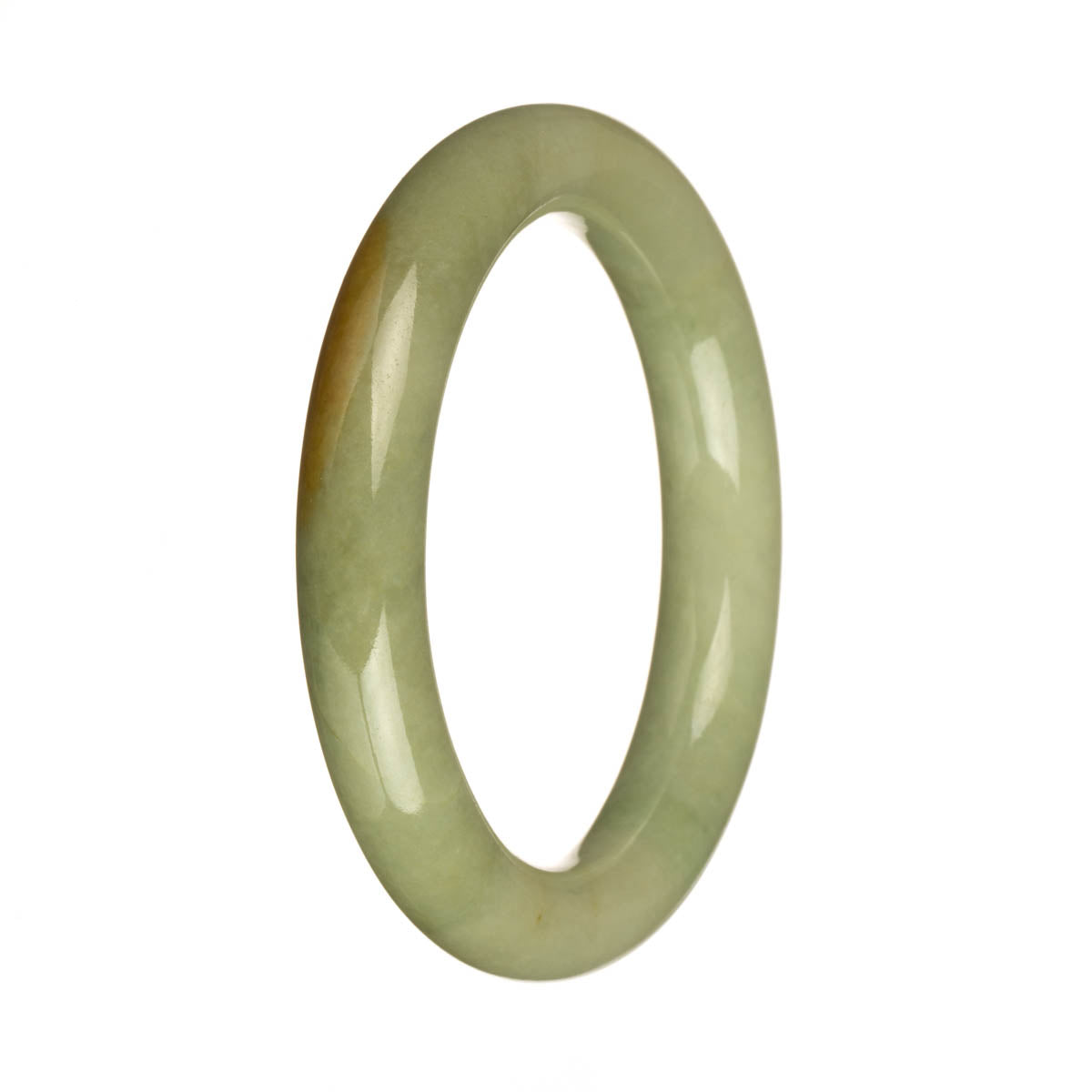 56mm Green with Brown Patch Jade Bangle Bracelet