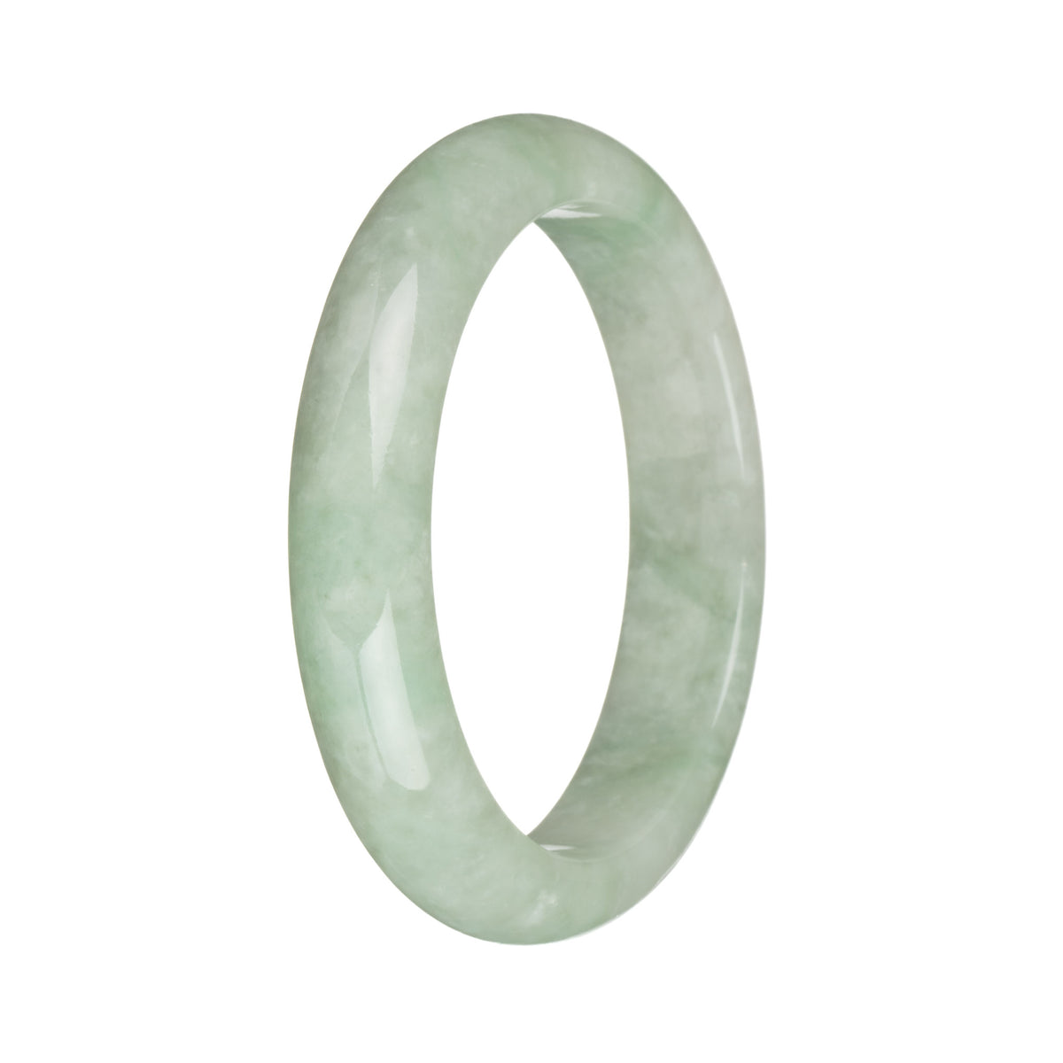 57.4mm Pale Green with Apple Green Jade Bangle Bracelet