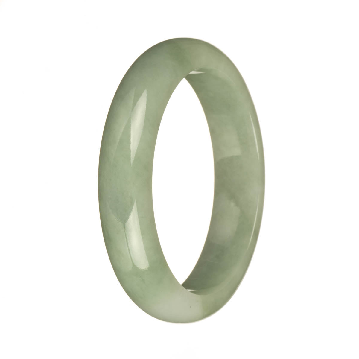 58.6mm Light Green and White Jade Bangle Bracelet