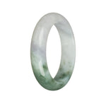 53mm White and Pale Lavender with Green Patterns Jade Bangle Bracelet