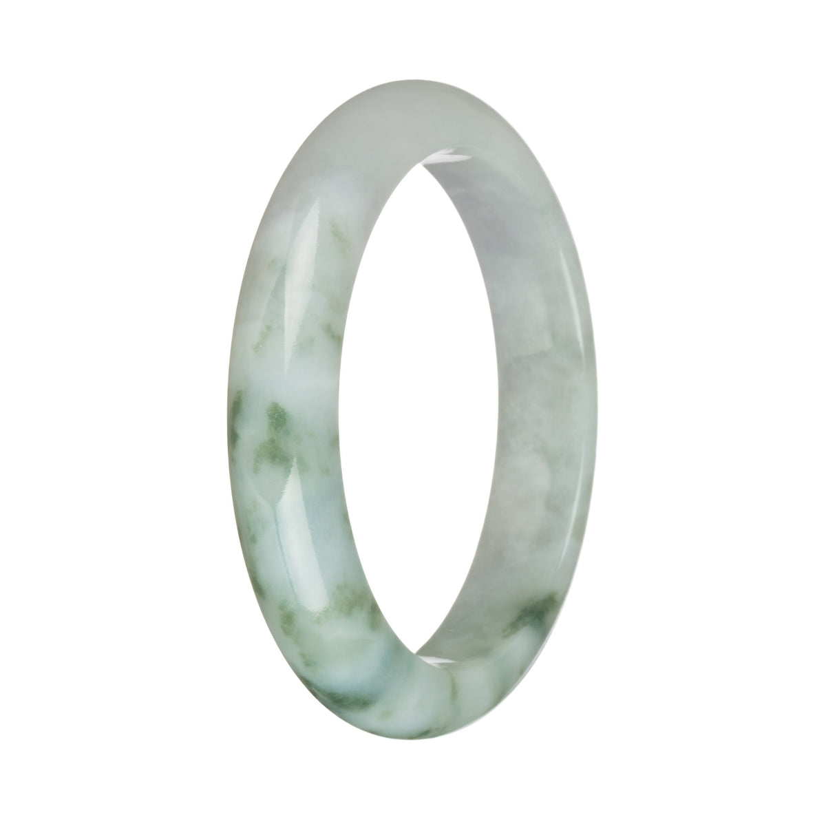 58.7mm White and Green Patterns Jade Bangle Bracelet