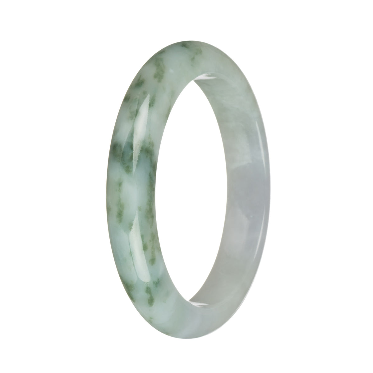 58.7mm White and Green Patterns Jade Bangle Bracelet