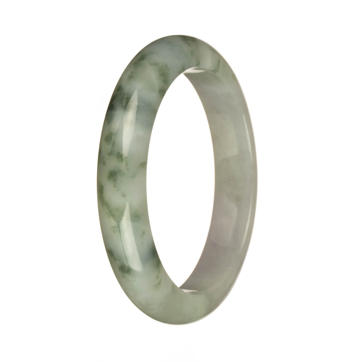 58.7mm White and Green Patterns Jade Bangle Bracelet