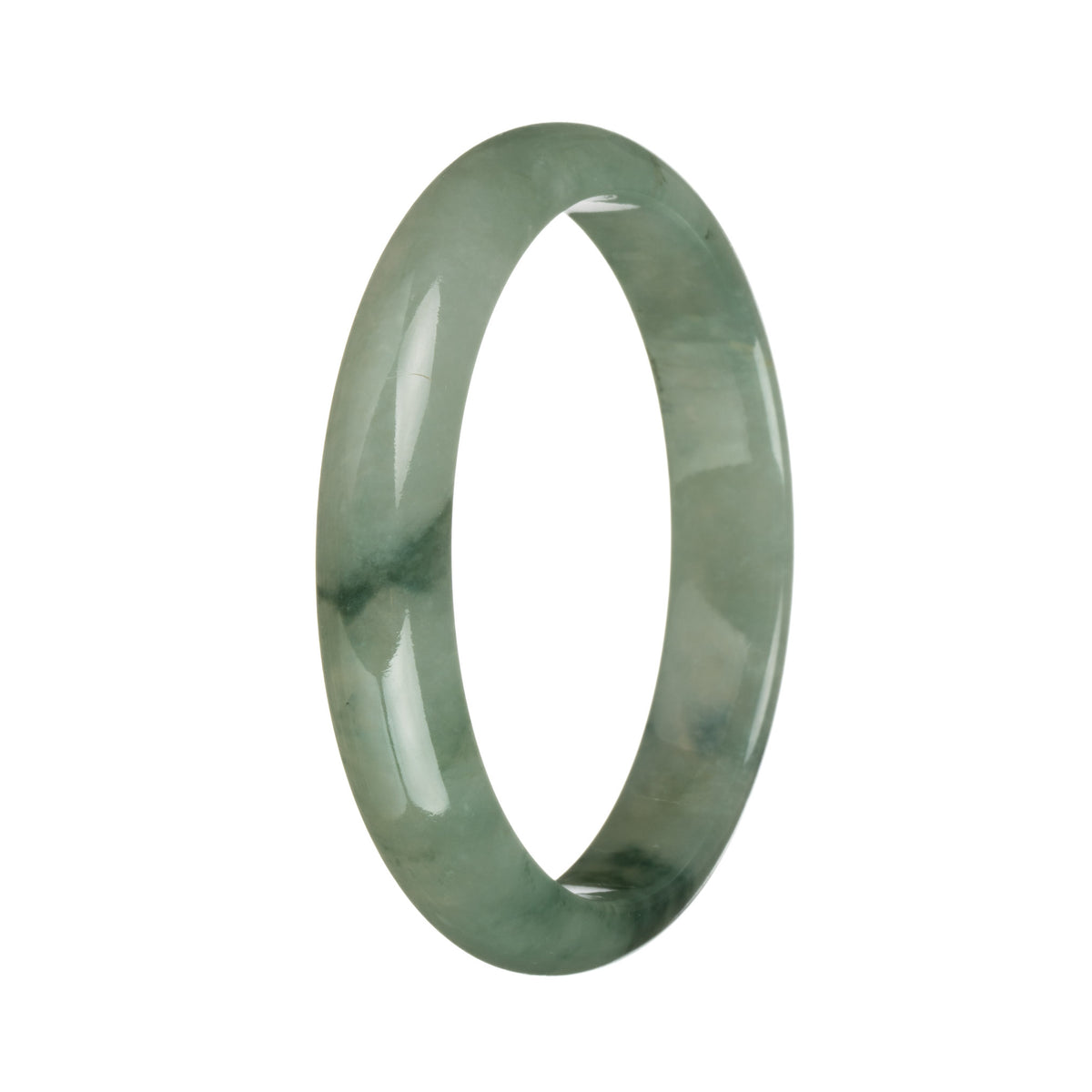 60.5mm Green with Deep Green Patterns Jade Bangle Bracelet