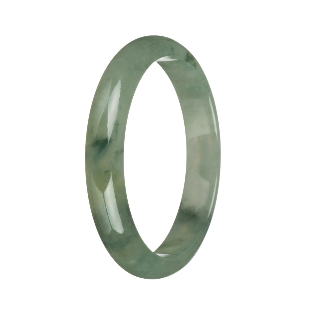 60.5mm Green with Deep Green Patterns Jade Bangle Bracelet