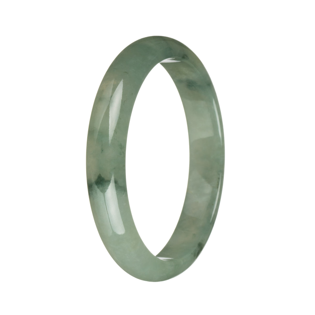 60.5mm Green with Deep Green Patterns Jade Bangle Bracelet