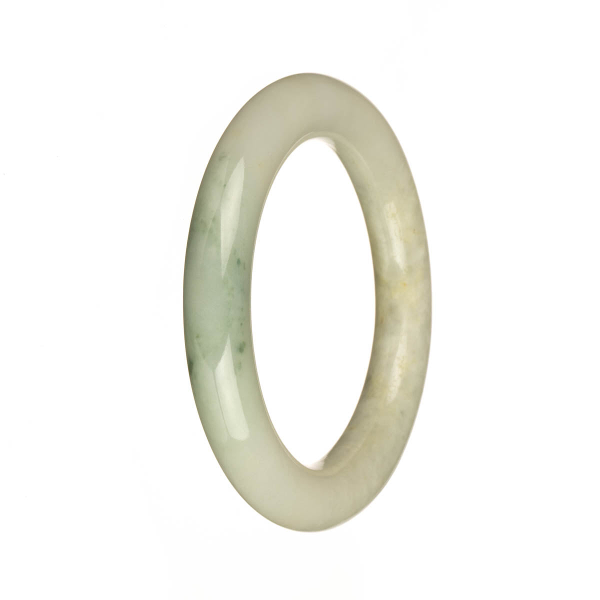 50.8mm White and Green Jade Bangle Bracelet