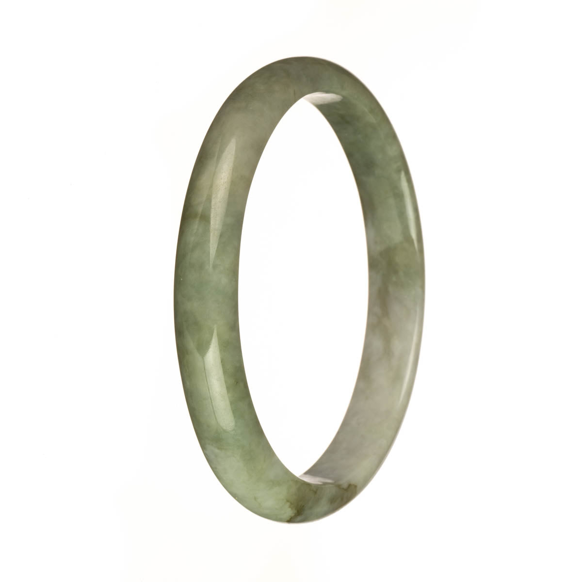 77.6mm Olive Green and White with Brown Patches Jade Bangle Bracelet