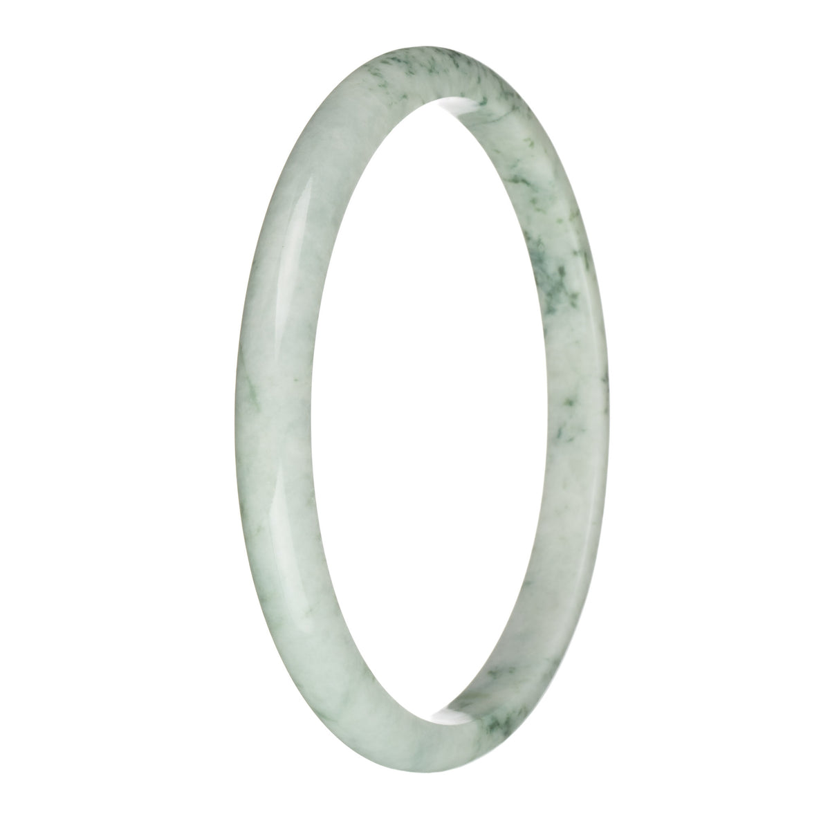 77.3mm Grey with Green Patterns Jade Bangle Bracelet