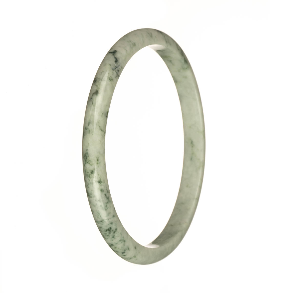 77.3mm Grey with Green Patterns Jade Bangle Bracelet