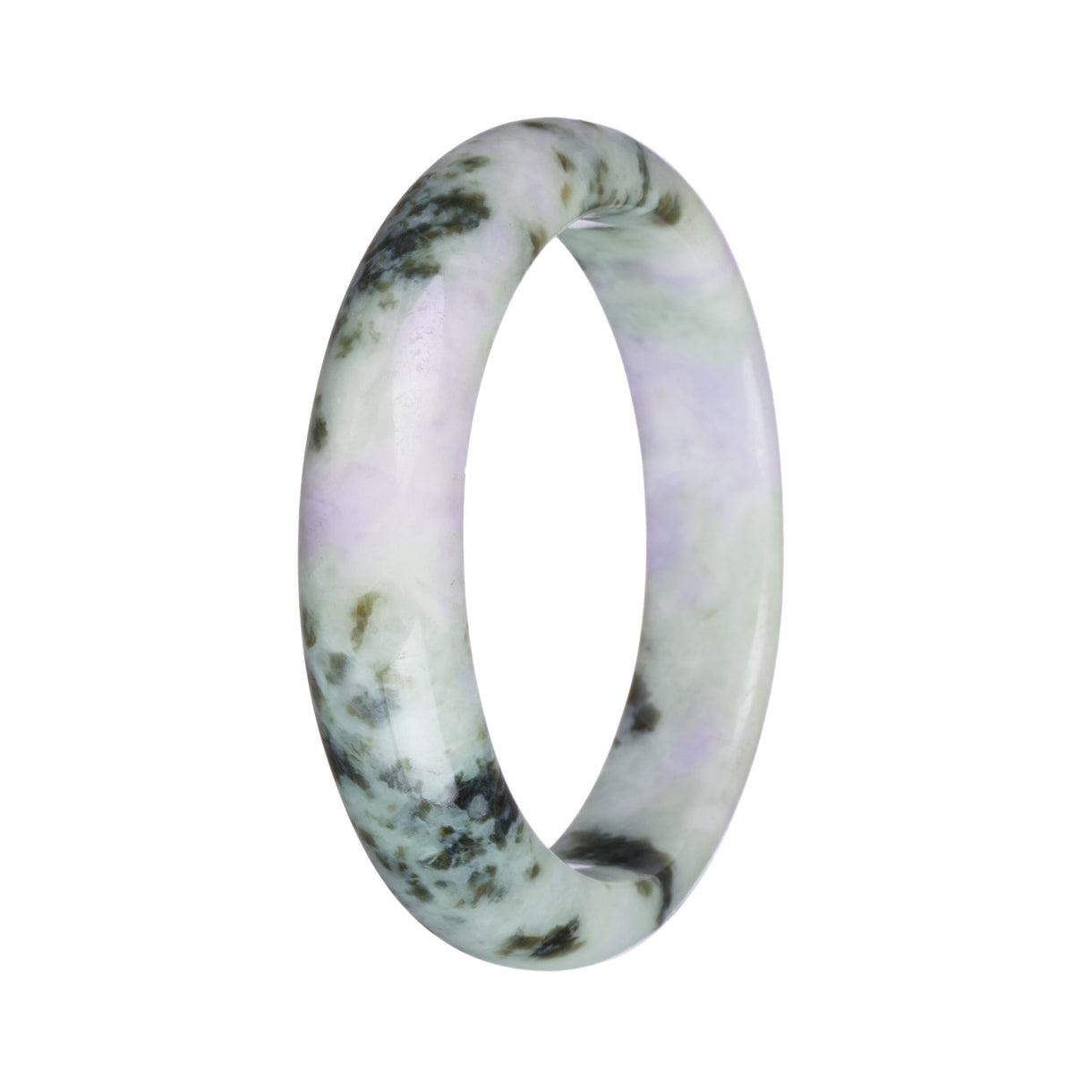 58.1mm White with Lavender and Olive Green Patterns Jade Bangle Bracelet