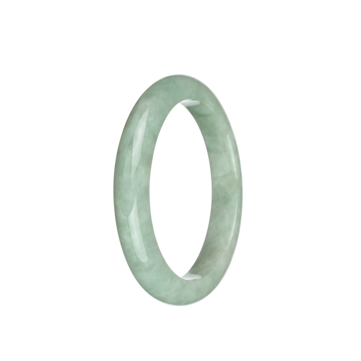 Authentic Grade A Light Green Jadeite Bracelet - 57mm Half Moon