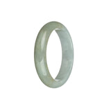 Certified Grade A Pale Green with White Jade Bangle - 58mm Half Moon