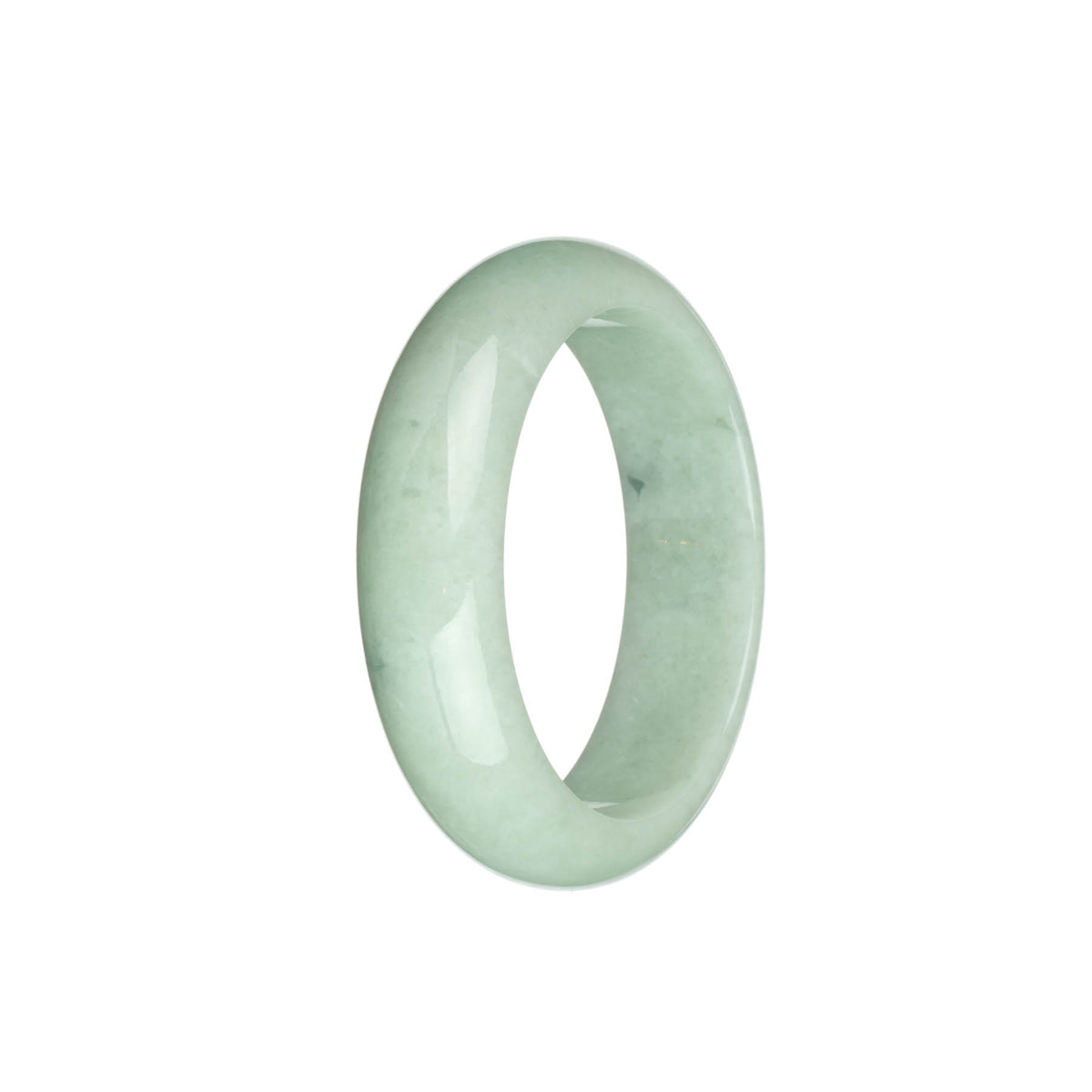 Certified Type A Light Green with Dark Green Spots Burmese Jade Bangle - 53mm Half Moon