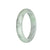 Genuine Type A Light Green and Light Grey with Green Patterns and Grey Spots Jadeite Jade Bangle - 63mm Half Moon