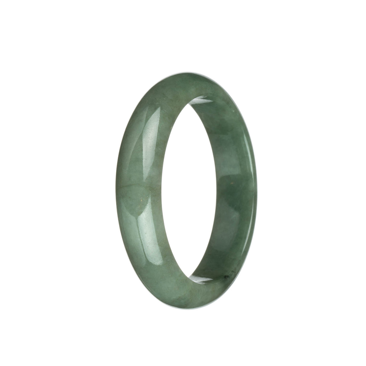 Real Natural Green Traditional Jade Bangle - 59mm Half Moon