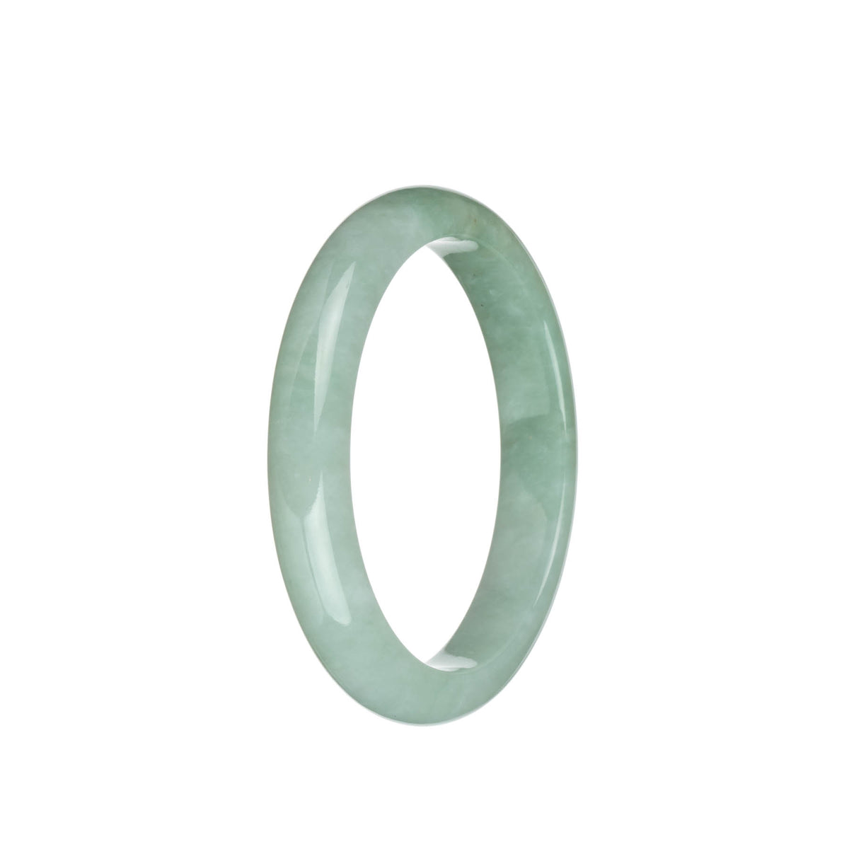 Authentic Natural Green with Light Green Jadeite Bangle - 58mm Semi Round