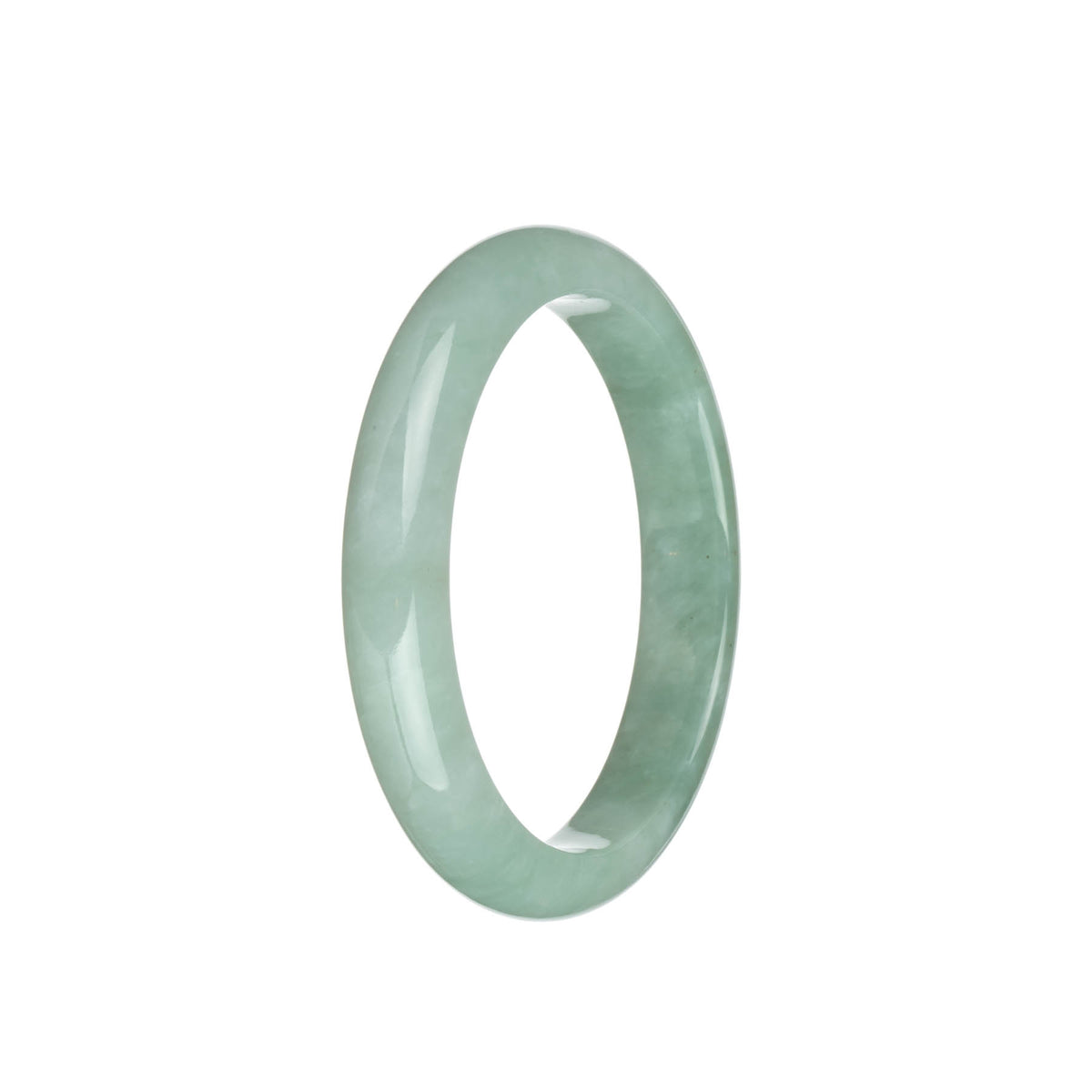 Authentic Natural Green with Light Green Jadeite Bangle - 58mm Semi Round