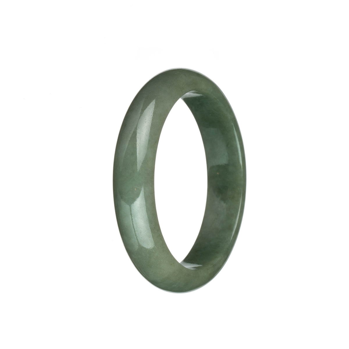 Authentic Type A Olive Green with Light Olive Green Jadeite Jade Bangle Bracelet - 58mm Half Moon