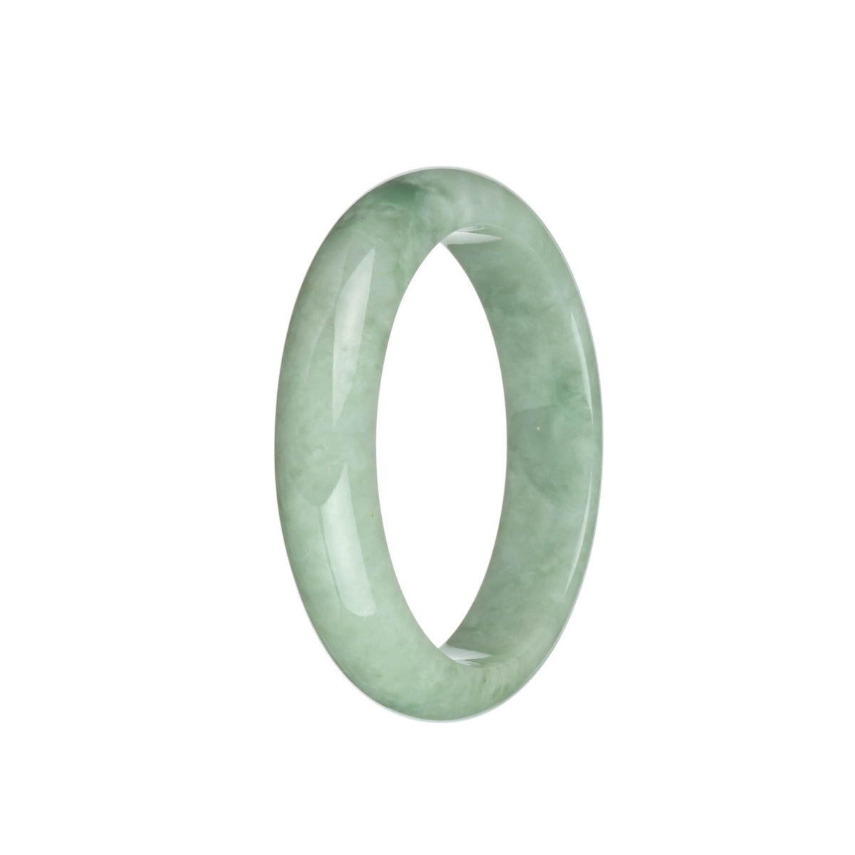 Genuine Untreated Light Green Traditional Jade Bangle - 59mm Half Moon