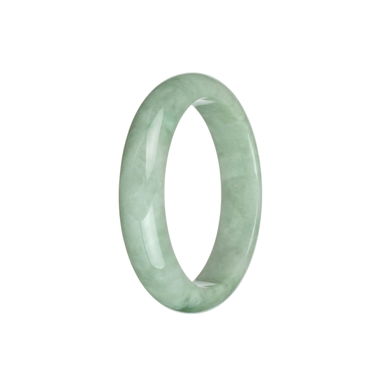 Genuine Untreated Light Green Traditional Jade Bangle - 59mm Half Moon