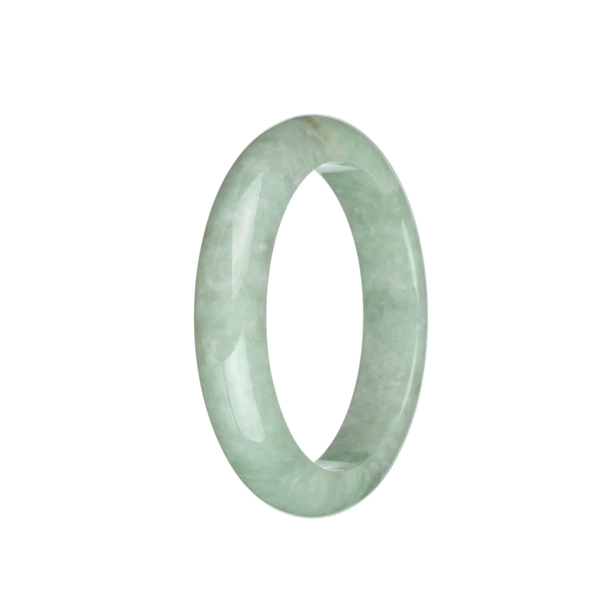 Genuine Untreated Light Green Jadeite Bracelet - 58mm Half Moon