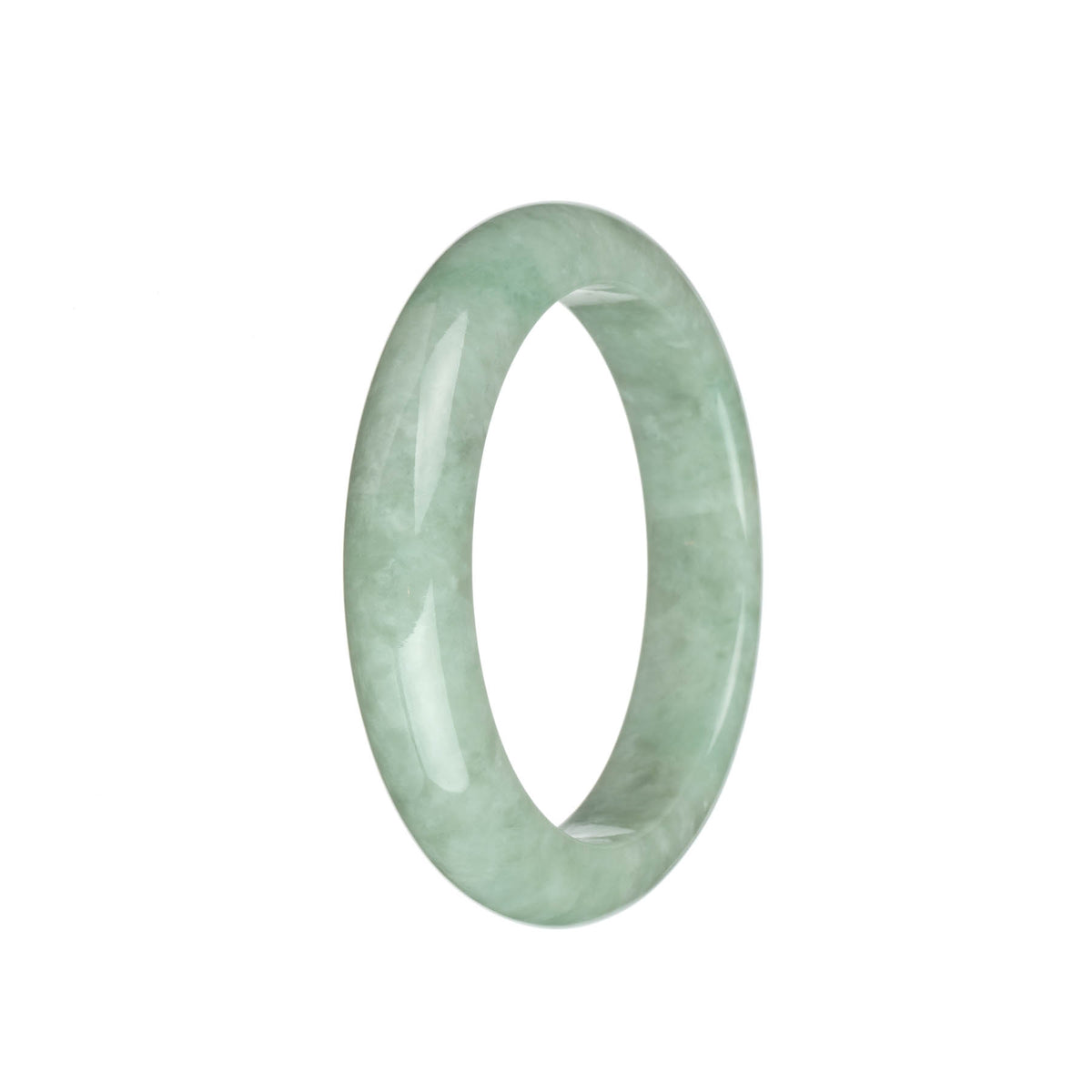 Genuine Untreated Light Green Jadeite Bracelet - 58mm Half Moon