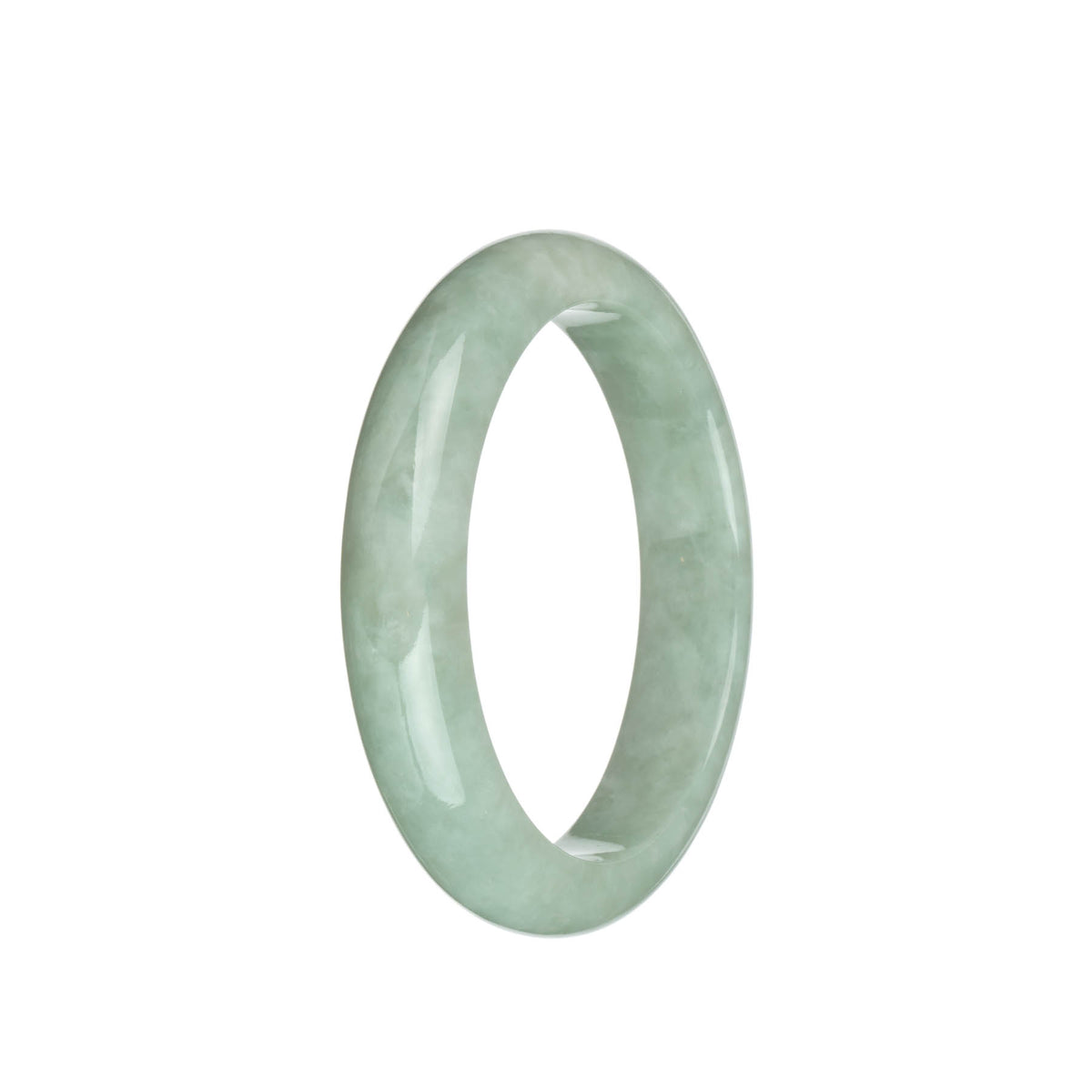 Authentic Natural Pale Green Jadeite Bangle Bracelet - 58mm Half Moon