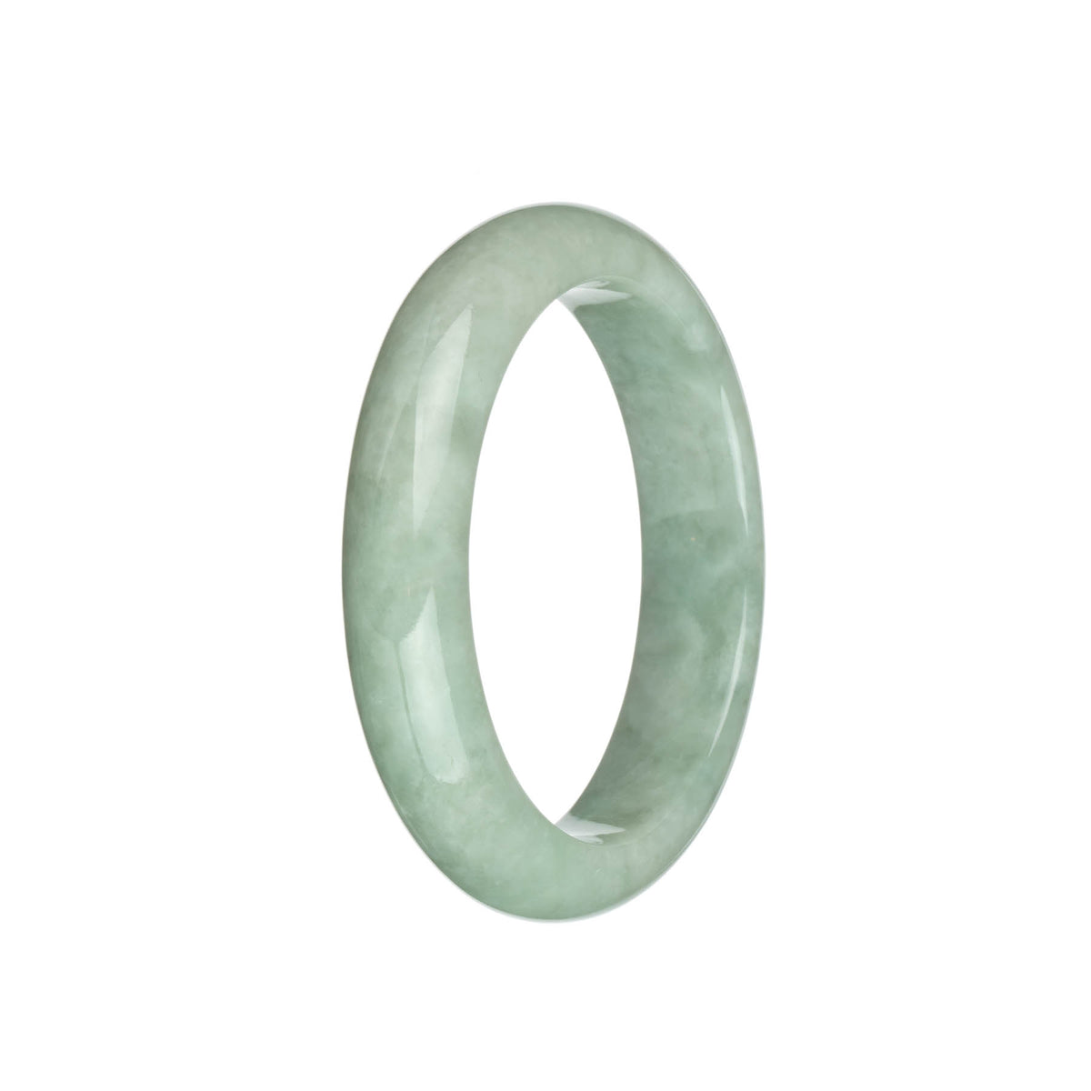 Real Grade A Pale Green Jadeite Jade Bangle Bracelet - 58mm Half Moon