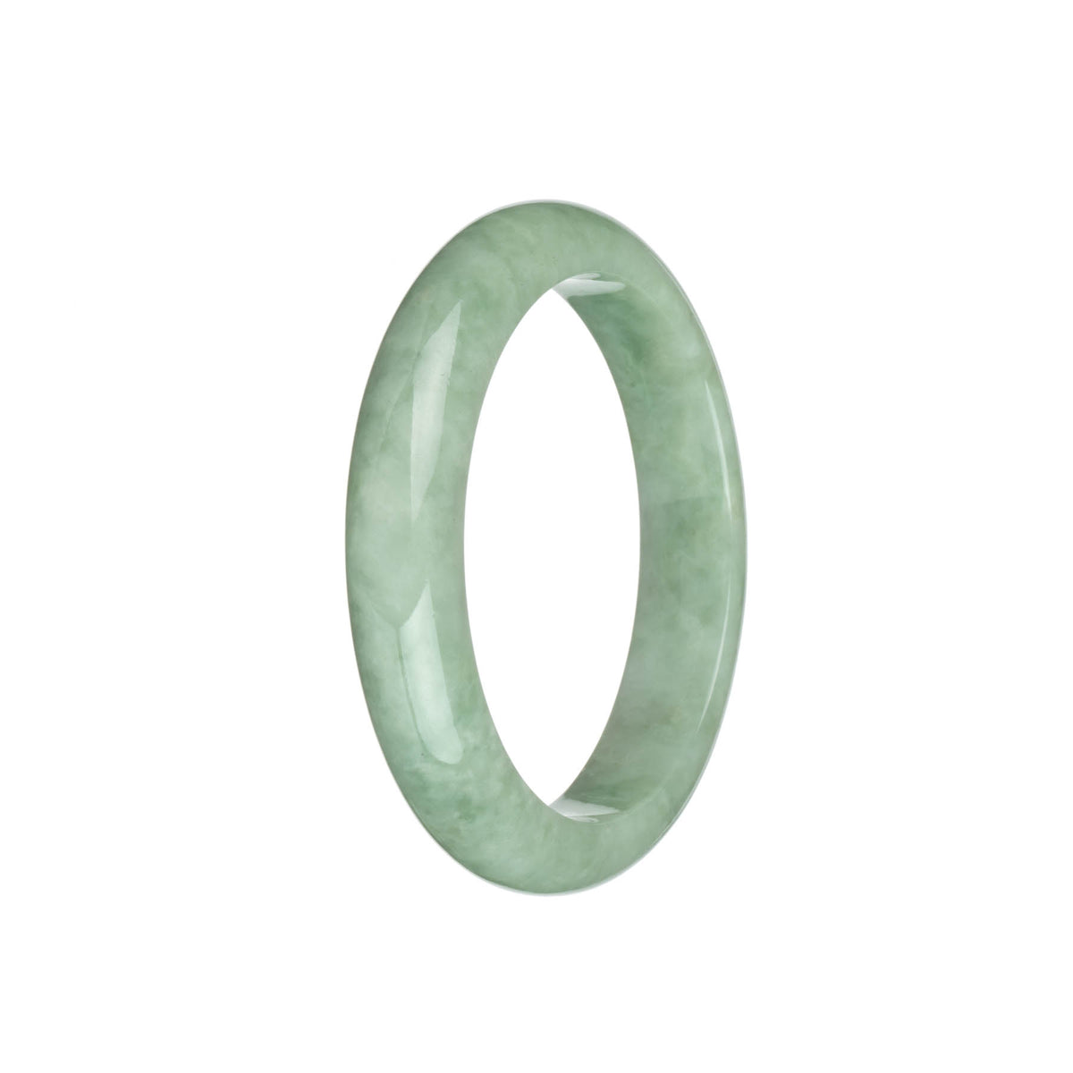 Certified Grade A Light Green Burma Jade Bangle Bracelet - 58mm Half Moon