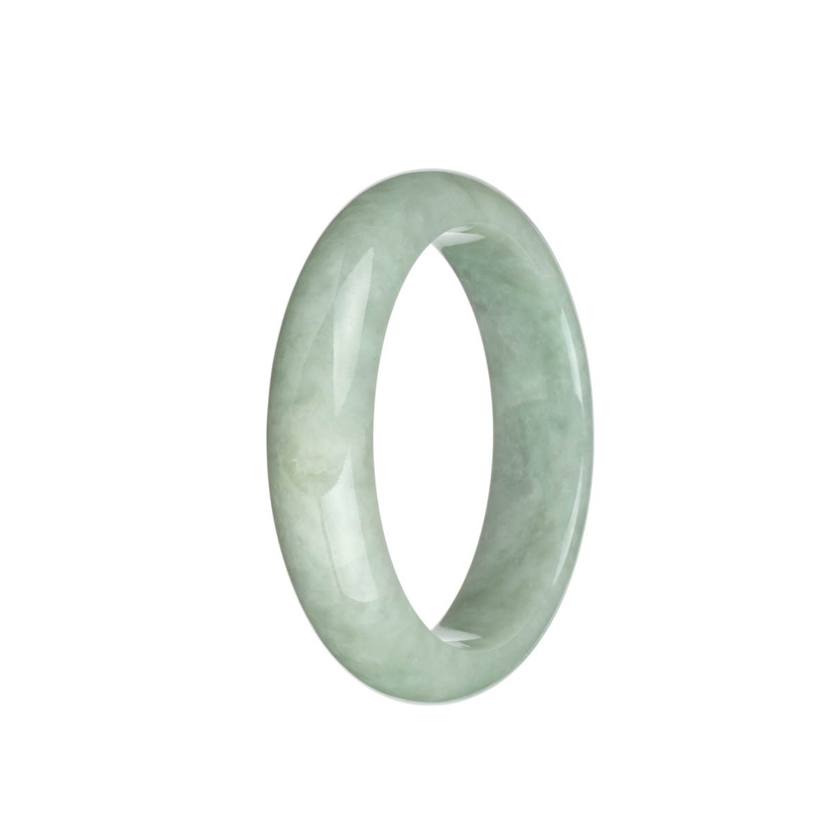 Authentic Type A Pale Green Burmese Jade Bracelet - 57mm Half Moon