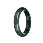 Real Type A Green with Black and Dark Green Patterns Jade Bracelet - 62mm Half Moon