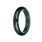 Real Type A Green with Black and Dark Green Patterns Jade Bracelet - 62mm Half Moon