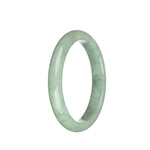 Certified Natural Light Green Jadeite Jade Bangle Bracelet - 63mm Semi Round